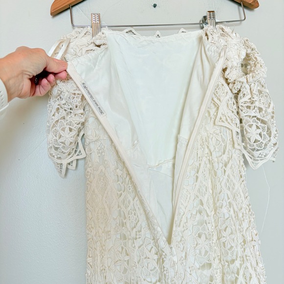 Kite & Butterfly Guipure lace Crochet Off Shoulder Ivory Wedding Gown Boho Beach - Picture 14 of 17